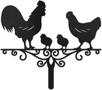 Metal Chicken Family Garden Stake Decorative, Rooster, Hen, and Chicks Design Silhouette Statues for Yard Art, Outside, Patio, Outdoor Decor, Garden Decorations, Lawn Ornaments - 14" Black - Image 2