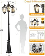 VIANIS Outdoor Post Lights Dusk to Dawn, 3-Head Aluminum Anti-Rust Vintage - Image 6