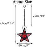 Romadedi 2-Pack Orange & Red Glass Hanging Star Lanterns for Tea Light - Image 5