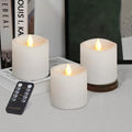 Flickering Flameless LED Candles Battery Operated Candle 2AA 600 Hours White 3x3 inch Set of 3 Real Wax Pillar Candles with Remote and Timer Halloween Christmas Holiday and Wedding by GenwelledLifePlus