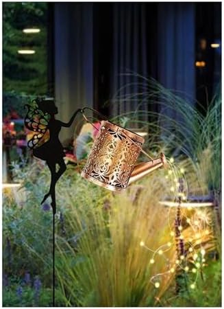 Solar Garden Decorative Watering Can Light – with Waterfall Effect, Christmas/Halloween Outdoor Garden Decoration(1pcs) - Image 2