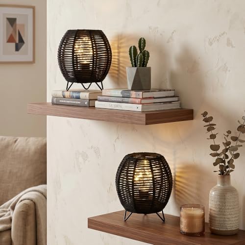 JHY DESIGN Cordless Table Lamps Set of 2, 6.5" H Battery Operated Woven Cotton Rope Lamps with 6 Hours Timer, Boho Bedside Lamps for Bedroom Living Room Home Parties Patio Events(Black) - Image 6
