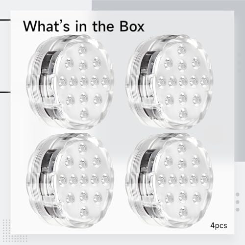 4 Pcs LED Submersible Lights with App and Remote Control, RGB Color Changing Waterproof Underwater Pool Lights, 10-LED Bathtub Lights, Wireless Battery Operated Bathroom Lights for Fish Tank, Pond - Image 5