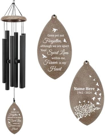 Sympathy Wind Chimes Personalized, 36inch Memorial Wind Chimes in Loving Memory, Loss of Loved Mom/Dad, Sympathy Wind Chime Memorial Gifts Outdoor by ExtrabilyOfficial