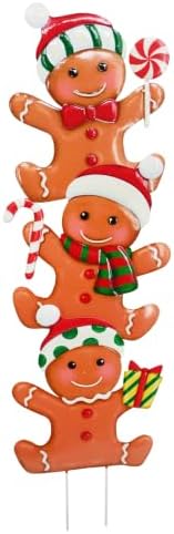 Metal Christmas Gingerbread Man Yard Stake 35 Inch by YNGFIL