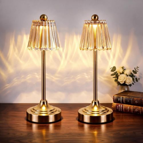 Small Vintage Cordless Table Lamp(Amber,2Pack) by Unknown