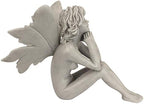 Design Toscano Pondering Secret Garden Fairy Woman Statue Figurine, 5 inches wide, 8 inches tall, Cast Stone Resin, Antique Stone Finish - Image 6
