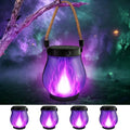 4 Pack Solar Lanterns Outdoor Waterproof Halloween Purple Solar Flame Light by Halloween