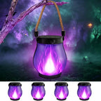 4 Pack Solar Lanterns Outdoor Waterproof Halloween Purple Solar Flame Light by Halloween