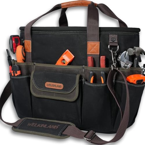 WELKINLAND 42-Pockets Electrician Tool Tote,16" Open Top HVAC Tool Tote Bag by WELKINLAND