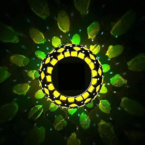Solar Night Lights for, Mosaic Glass Ball Garden Lights, for Bedroom Party Garden Patio Yard Decoration Lighting Solar Outdoor Table Lamp (Yellow Square) - Image 2