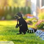 RealSteel - Garden Art Raccoon Family 3 Pack | Metal Yard Decor | Outdoor Garden Stakes | Wildlife Animal Decor | Custom Steel Art | Rust Resistant | Lawn Ornaments for Garden & Pathways (Silver) - Image 4