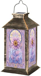 Stained Glass Style Solar Lantern Outdoor Garden Hanging Lantern Stunning Sunflower Stained Glass Art Pastel Mosaic Border Waterproof Solar Powered Lighting Outside Table Lamp for Patio Deck Yard by Unknown
