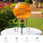 10 Inch Glass Gazing Ball with 9.4" H Metal Stand - Image 6