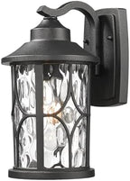zeyu Modern Outdoor wall Lights, 12 Inch Exterior Wall Lantern, Cast Aluminum with Water Ripple Glass, Black Finish, ZX48BWG BK by ZEYU