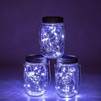 Solar Mason Jar Lights - 4 Pack 30 LED Fairy Firefly String Lights Hanging Starry Lantern Sets, Outdoor Waterproof Patio Porch Garden Yard Balcony Lawn Handmade Wall Lighting Decor - Image 4