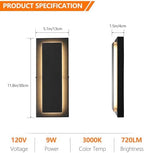 11.8'' 2 Pack LED Outdoor Wall Sconce, Modern Black Exterior Porch Lights - Image 4