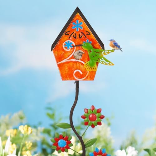 51” Metal Bird Houses Stake for Outside Hummingbird Design - Image 5