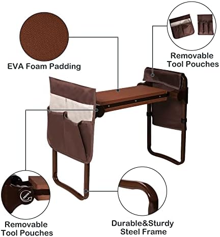 Garden Kneeler and Seat with Tool Pouches - Heavy Duty Gardening Bench for Arthritis Relief, Comfortable Eva Foam Pad for Parents and Gardeners - Image 4