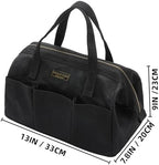 Tool Bag with Zipper, Heavy Duty 16oz Waxed Canvas Wide Mouth Tool Tote Bag, 13-inch Muti-Purpose Storage Tool Pouch with Side Pockets - Image 2