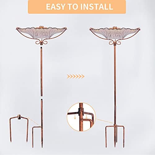 MUMTOP Glass Bird Bath for Outside, Red Bird Feeder Birdbaths for Oudoors - Image 6