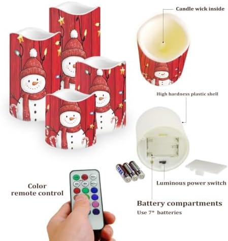Christmas Snowman Color Changing Flameless LED Candles Set of 4 - Image 3