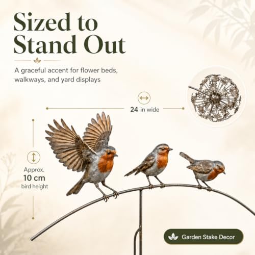 Robin Garden Stake, 3 Robins and Dandelion Yard Art, “Loved Ones are Near” Memorial Outdoor Stake, Metal Robins Bird Garden Sculpture, for Lawn Patio Flower Bed and Backyard, Memorial Gift，（2pcs） - Image 7