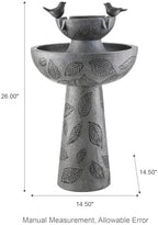 Glitzhome Outdoor Water Fountain with Lights & Pump, 26" H 2-Tiered Polyresin Bird Bath Fountain Floor-Standing Water Feature Waterfall Fountain for Garden, Yard, Patio, Home Decor - Image 4