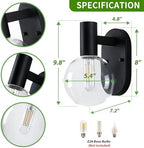 Outdoor Wall Light Fixture, Indoor Outdoor Wall Sconce, Waterproof Outdoor Porch Light, Black Vanity Light Fixture with Clear Globe Glass, Anti-Rust E26 Socket for Bathroom, Garage, Patio - Image 5