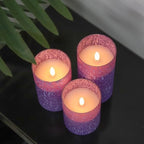 Purple Flameless Candles With Remote LED Battery Operated Candles Set of 3 - Image 4