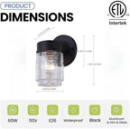 Jelly Jar Outdoor Wall Light Fixture, 4 Pack Jelly Jar Exterior Porch Light - Image 2