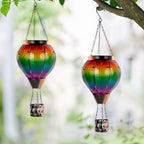 Starsoul 2PCS Hot Air Balloon Solar Lantern Colorful Solar Hot Air Balloon Lantern with Flame Light Waterproof Hanging Outdoor Lantern with Candle Holder for Patio Garden Yard Farmhouse Decor - Image 3
