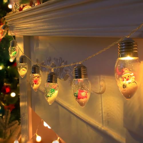 CAKERS Christmas Tree Decor Hanging String Lights|Creative PVC Clear Light Bulb Modeling Led Copper Wire Lights for Party Wedding Birthday Decor,A,1.5m(4.9ft)-10LED-Battery - Image 3