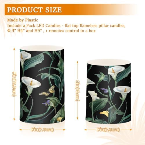 Art Calla Lily Black Flower Flameless Flickering Candles with Timer Waterproof Electronic Lights Battery Operated Votive Led for Wedding (prop2) 2-Piecing Set - Image 3