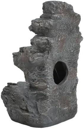 Water Fountain Outdoor, Outdoor 5-Tiered Rock Garden Fountains Waterfalls, All-Weather Resistant Water Fountain with Light, Garden Decor for Lawn, Backyard, Gray - Image 6