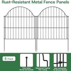 Garden Fence Panels, 24in H x 9.68ft L, 5 Panels Rust-Resistant Decorative Garden Fence, No Dig Small Garden Fence, Animal Barrier Fence for Garden Yard Flower Bed Patio Outdoor - Image 4