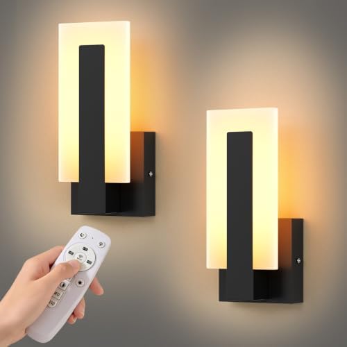 Modern LED Wall Sconces 3CCT 10%-100% Dimmable Hardwired Wall Mount Light Set of 2, Black Up and Down Wall Lamp, Bathroom Vanity Light, Indoor Wall Lights for Hallway, Bedroom, Living Room by Unknown