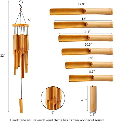 JYDQM Bamboo Wind Chimes, Outdoor Garden & Indoor Wind Chime with Natural Relaxing Soothing Sound for Home Decoration Gifts - Image 4