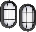 GRUENLICH LED Bulkhead Light, 8.5" Oval Aluminum, 5000K, Black, 2 Pack by GRUENLICH