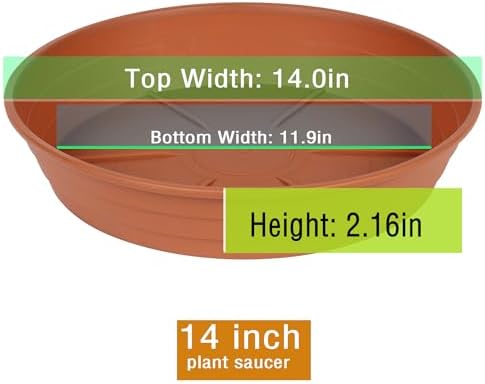 LWALRS Plant Saucer 14 Inch 4 Pack 6 8 10 12 14 16 18 20 25, Plastic Plant Trays for Pots，Extra-Deep Plant Water Dray Tray, Bird Bath Bowl, Heavy Flower Plant Saucers Indoors and Outdoor No Holes - Image 2