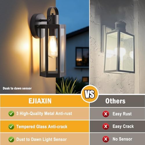EJIAXIN 2 Pack Exterior Lighting Fixtures, 13" Black Outdoor Wall Light - Image 2