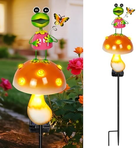 ostritec Solar Garden Lights Outdoor, Frog Mushroom Stake Light, Waterproof - Image 4