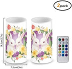 2 Pcs Battery Operated Flameless Candles with Remote and Timer Boho Floral Bunny Flameless LED Pillar Candles for Home Dining Room Decoration Battery Tealights - Image 2