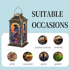 Solar Lantern Somber Raven Gnarled Branch Sunset Stained Glass Design Outdoor Waterproof Garden Hanging Lantern Solar Powered Lighting Outside Table Lamp for Patio Deck Camping 1 Pack - Image 5