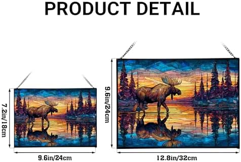Moose Wading Through Shimmering Lake Rectangular Stained Glass Suncatcher – Hanging Window Panel with Animal & Nature Scene – Vibrant Glass Art Gift for Wildlife, Fantasy, Nature Lovers OAlBEX - Image 4