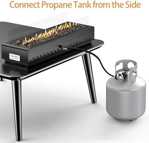 28" Propane Gas Fire Pit Side-Mounted, Portable Tabletop Fireplace, FP043 - Image 2