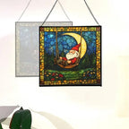 Moon Swinging Gnome Stained Glass Suncatcher – Square Hanging Window Panel for Home or Greenhouse – Whimsical Glass Art Gift for Garden Lovers, Christmas, Halloween, Father Days npNIdd - Image 4