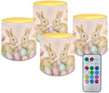 Pack of 4 Easter Day Flameless Candles with Remote Battery Operated Candles with Timer Flickering LED Elictric Pillar Tealights for Party Decorations, Easter Egg Bunny Tulip by Merkmak