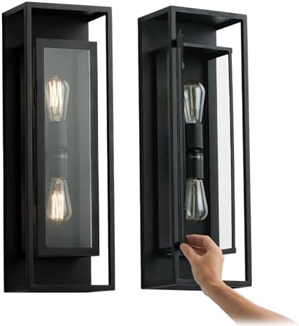 mirrea 24" Modern Outdoor Porch Wall Light, Matte Black, 2 Pack by mirrea