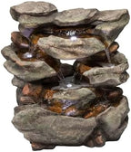Alpine Corporation WIN734 31" Outdoor 6-Tier Rainforest Waterfall Fountain with LED Lights – Cascading Water Feature for Patio, Backyard, and Garden Décor, Gray by Unknown